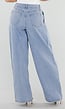 Lichtblauwe Wide Leg Jeans met Plooidetail en Hoge Taille
