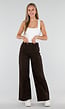 Bruine Wide Leg Jeans met Luipaardprint en Stretch