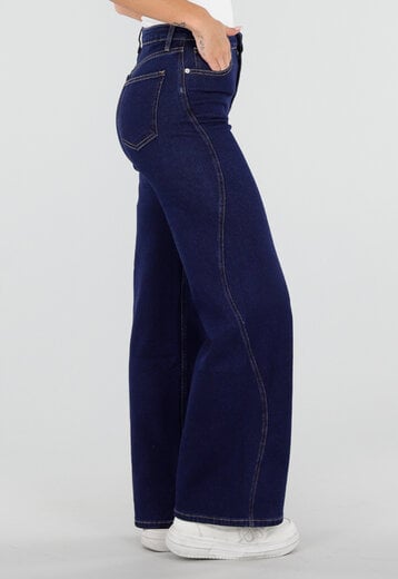 NEW290726 Donkerblauwe Wide Leg Jeans met Stretch