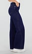 Donkerblauwe Wide Leg Jeans met Hoge Taille en Stretch