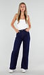 Donkerblauwe Wide Leg Jeans met Hoge Taille en Stretch