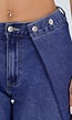 Blauwe Barrel Jeans met Drukknoopdetails en Verstelbare Plooien