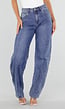 Blauwe Barrel Jeans met Lichte Stretch