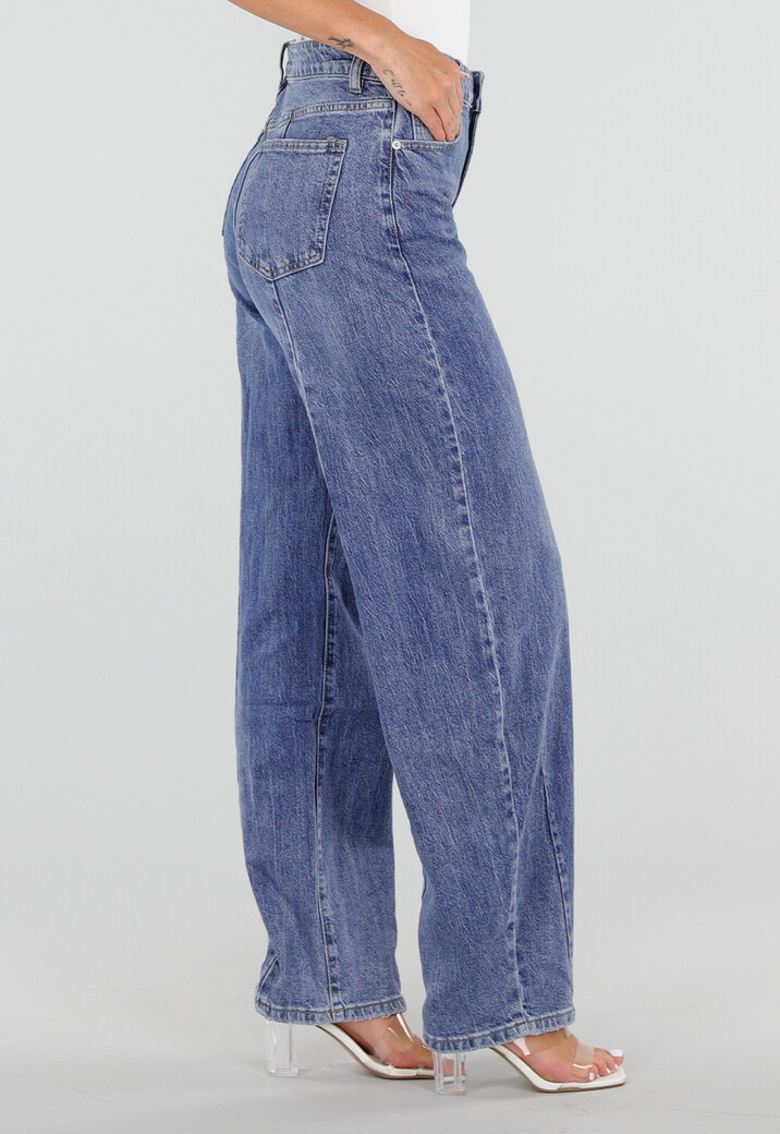 Blauwe Barrel Jeans met Lichte Stretch