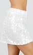 Witte Pailletten Mini Rok met Bloemen