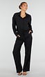 Zwarte Blouse met Kraag, Knoopsluiting en Lange Mouwen