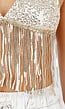Gouden Pailletten Halter Top met Franjes en Open Rug