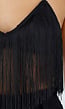 Zwarte Fringe Halter Top met Lange Franjes en Open Rug
