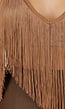 Bruine Fringe Haltertop met Open Rug