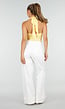 Gele Halter Crop Top met Open Rug en Diepe V-Hals
