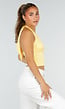 Gele Halter Crop Top met Open Rug en Diepe V-Hals
