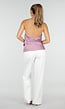 Lila Halter Wikkel Top met Open Rug en Asymmetrische Zoom