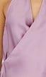 Lila Halter Wikkel Top met Open Rug en Asymmetrische Zoom
