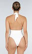 Witte Halter Body met Diepe Hals en Open Rug