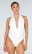 Witte Halter Body met Diepe Hals en Open Rug