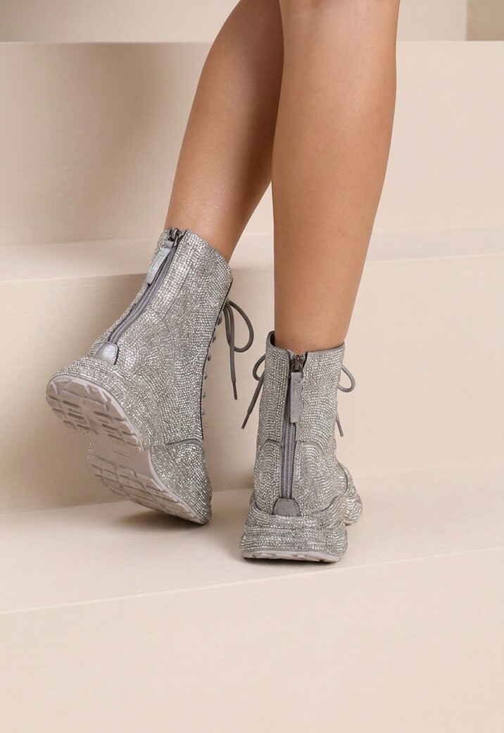 Luipaard Sneakers met Hoge Schacht, Veters en Rits