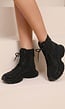 Zwarte Glitter Sneakers met Hoge Schacht en Veters