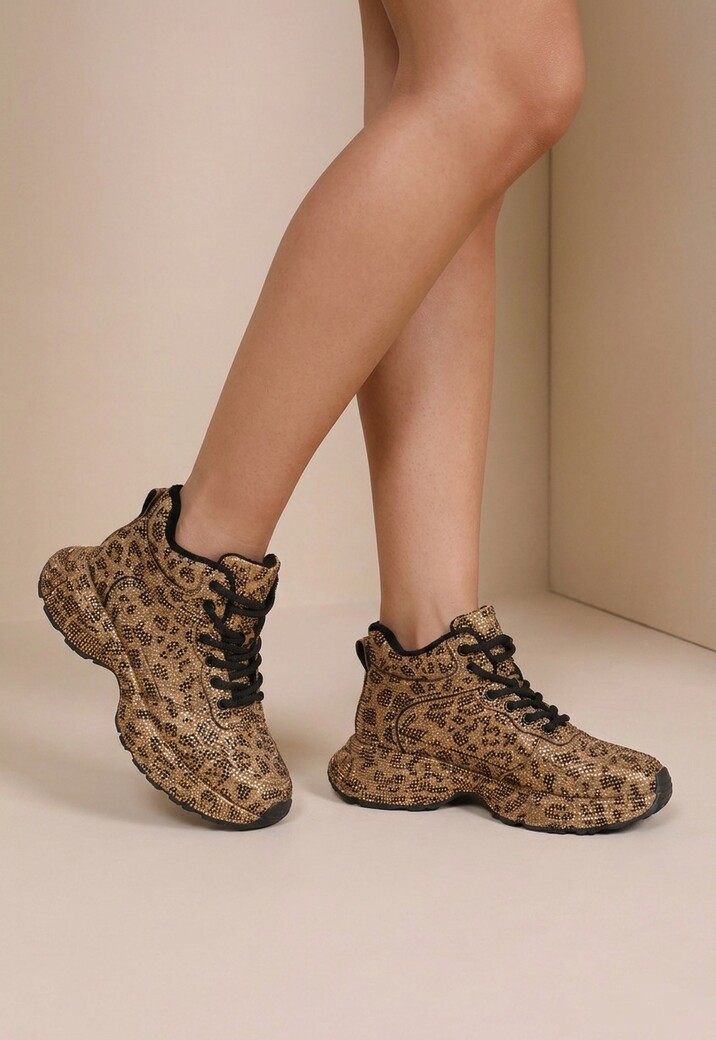 Luipaard Sneakers met Hoge Schacht en Veters