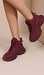 Bordeaux Glitter Sneakers met Hoge Schacht en Veters