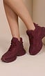Bordeaux Glitter Sneakers met Hoge Schacht en Veters
