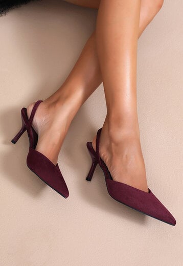 NEW290726 Bordeaux Slingback Pumps met Puntneus