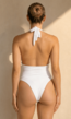 Witte Halter Body met Diepe Hals en Open Rug