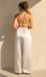 Gouden Pailletten Halter Top met Franjes en Open Rug