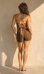 Bruine Pailletten Halter Top met Gouden Ringdetails