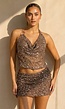 Bruine Pailletten Set met Halter Top En Mini Skort