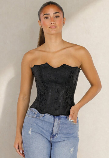 Zwart Korset met Jacquard Print