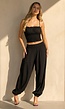Zwarte Two Piece Set met Smock Top en Wijde Broek