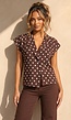 Bruine Polkadot Blazer Top met Schoudervulling