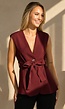 Bordeaux Gilet Top met Strikceintuur en Gouden Knoop