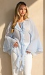 Lichtblauwe Chiffon Blouse met Ruches en Knoopsluiting