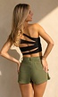 Zwarte One Shoulder Sporttop met Pads en Open Cut-out Rug en Strakke Pasvorm