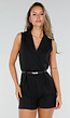 Zwarte Superstretch Playsuit met Riempje