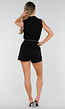 Zwarte Superstretch Playsuit met Riempje