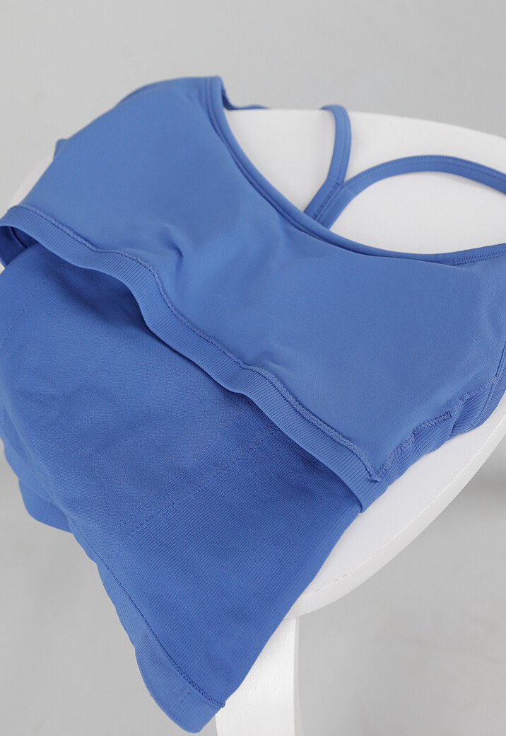 Blauwe Sport Set met Top met Pads en Sportshort