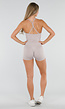 Beige Sport Set met Top met Pads en Sportshort