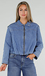 Lichtblauw Denim Jasje met Ritssluiting