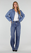 Lichtblauw Denim Jasje met Ritssluiting