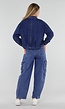 Donkerblauw Denim Jasje met Kraag