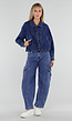 Donkerblauw Denim Jasje met Kraag
