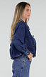Donkerblauw Denim Jasje met Kraag