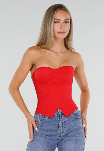 Rood Gestreept Strapless Korset