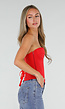Rood Gestreept Strapless Korset met Baleinen, Beugel en Rits