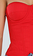 Rood Gestreept Strapless Korset met Baleinen, Beugel en Rits
