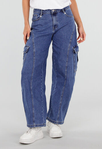 Blauwe Cargo Barrel Jeans