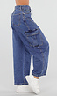 Blauwe Cargo Barrel Jeans met Opgestikte Zakken