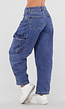 Blauwe Cargo Barrel Jeans met Opgestikte Zakken